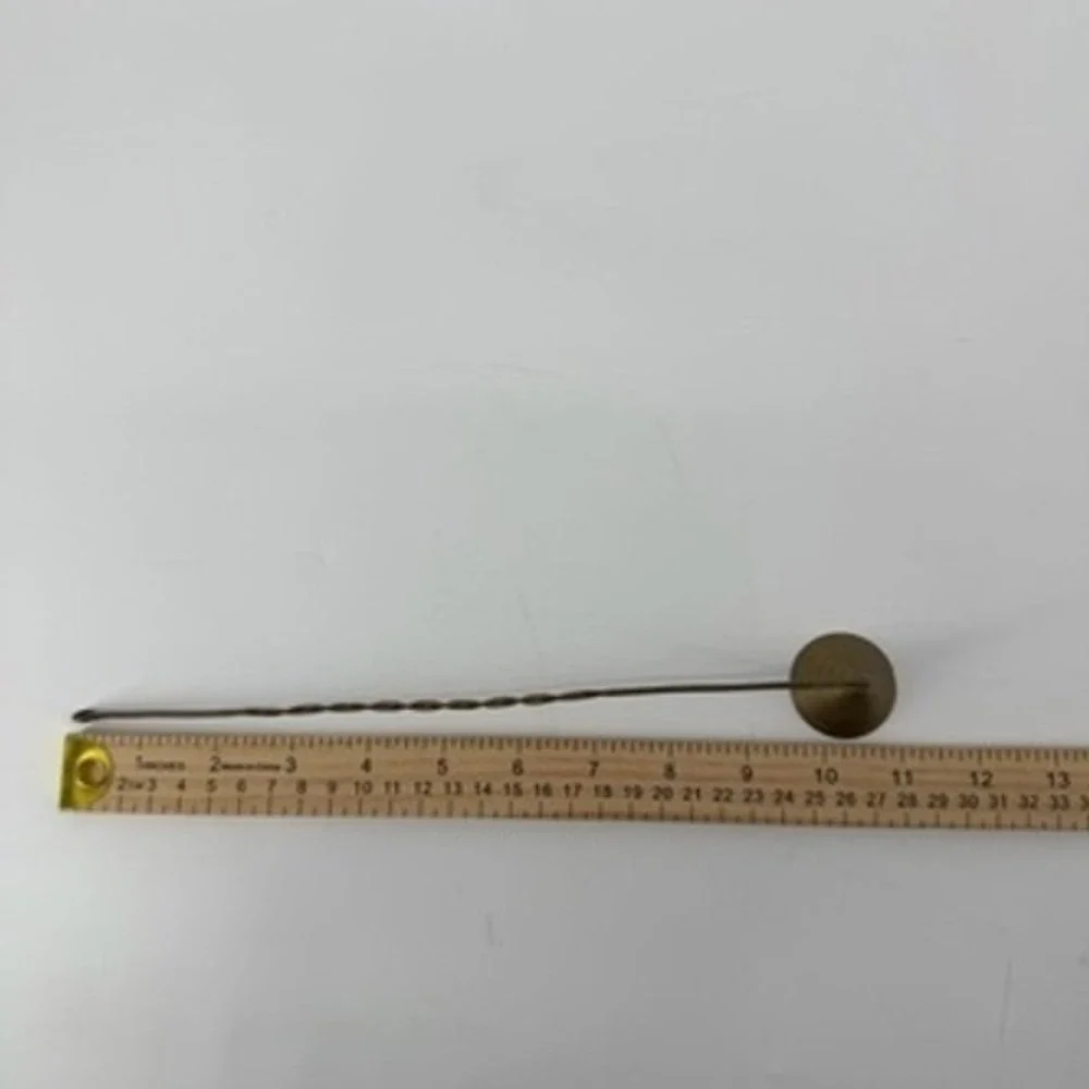 Vintage Brass Candle Snuffer Twisted Long Wire Handle Cone Bell Extinguisher
